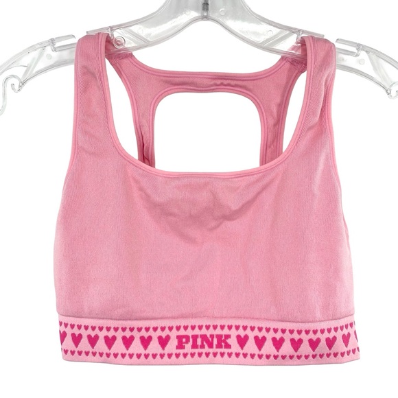 PINK Victoria's Secret Other - Pink Seamless Hearts Square Neck Longline Sports Bra Size Medium